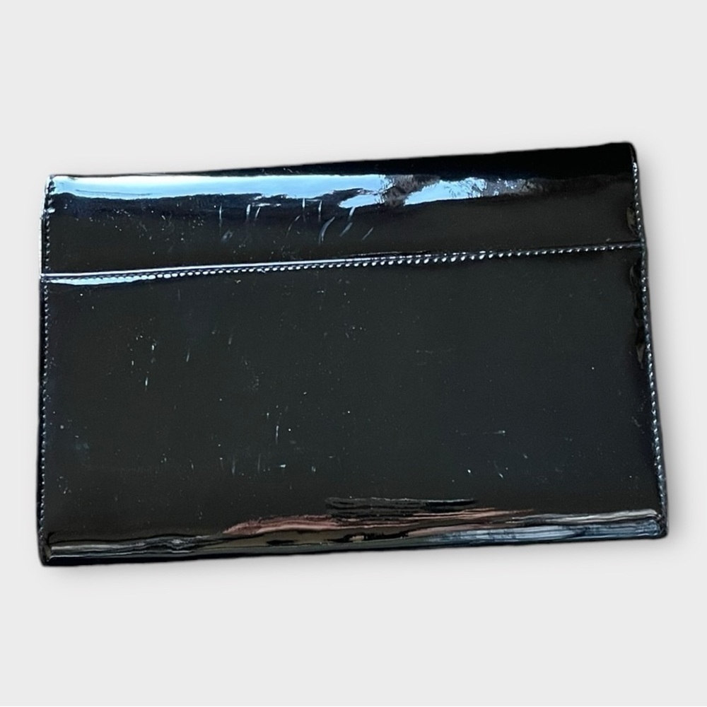 Vintage Ande Black Patent Leather Clutch Handbag Chain Strap - Picture 3 of 6